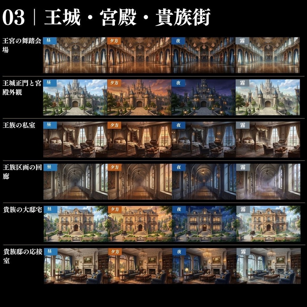 【背景素材】王道ファンタジー世界背景集 800枚|差分あり 王都•村•市場•教会•ダンジョンetc(TRPG, マダミス, ココフォリア, ゲーム)