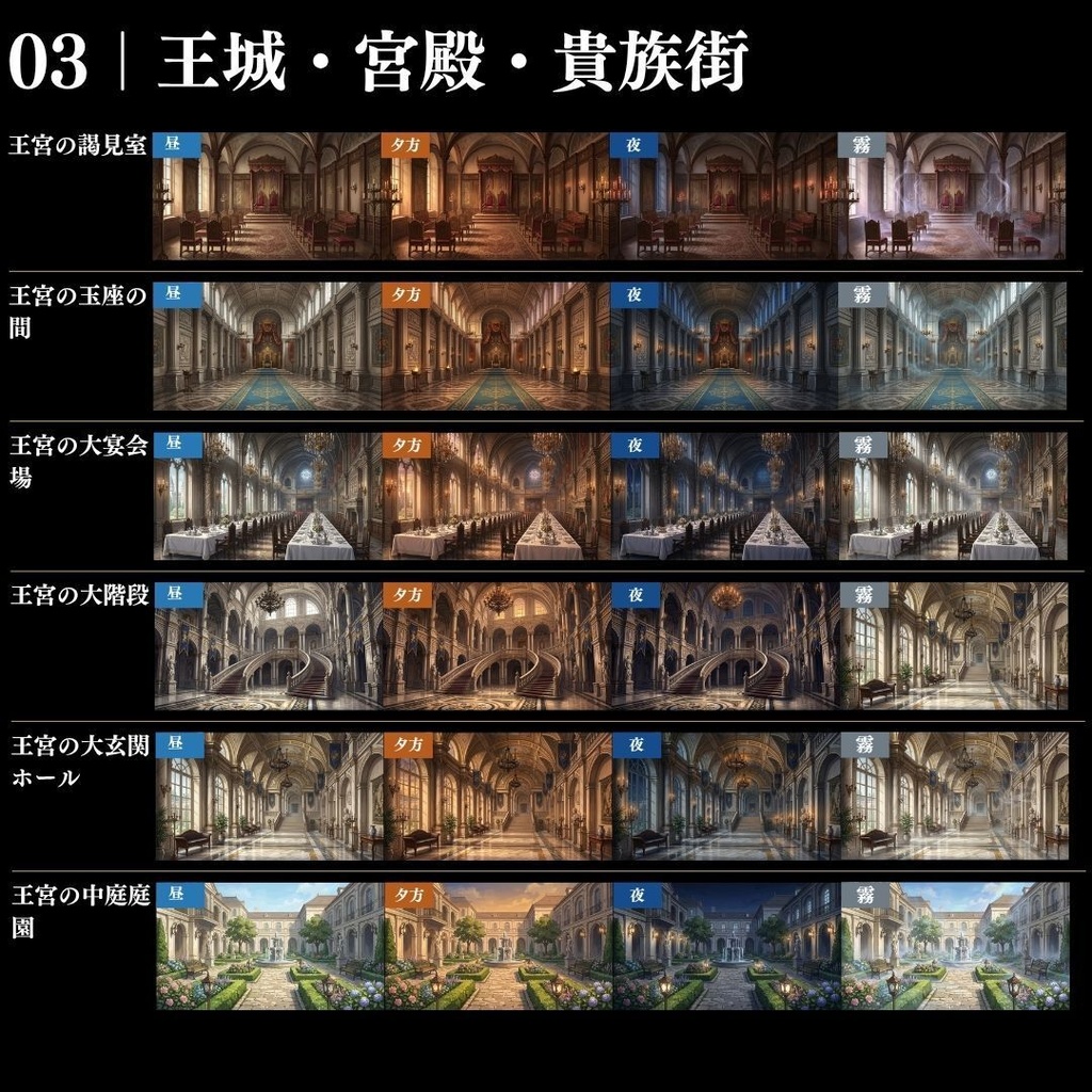 【背景素材】王道ファンタジー世界背景集 800枚|差分あり 王都•村•市場•教会•ダンジョンetc(TRPG, マダミス, ココフォリア, ゲーム)
