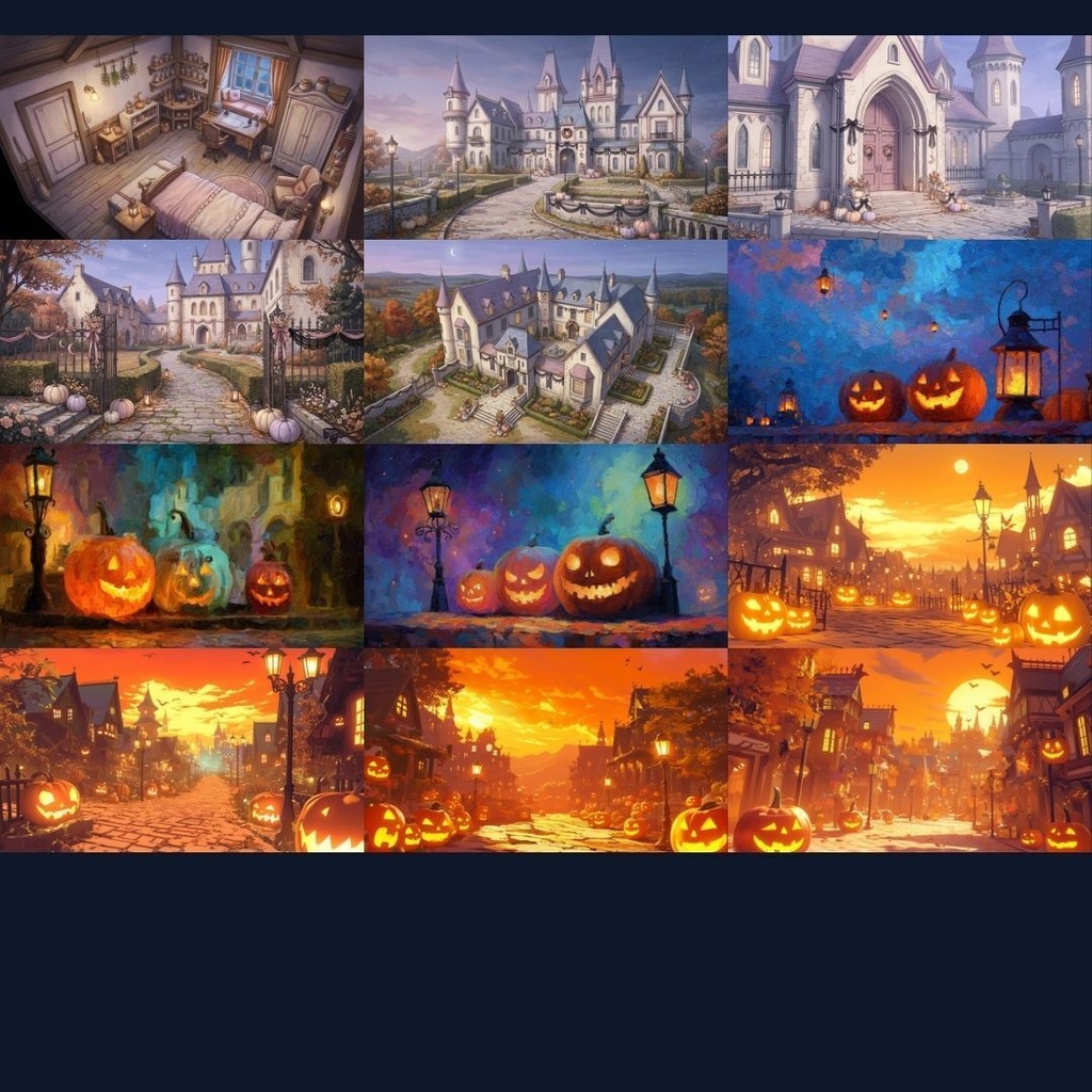 【1週間限定配布】ハロウィン無料背景素材87枚|街並み・城・部屋etc