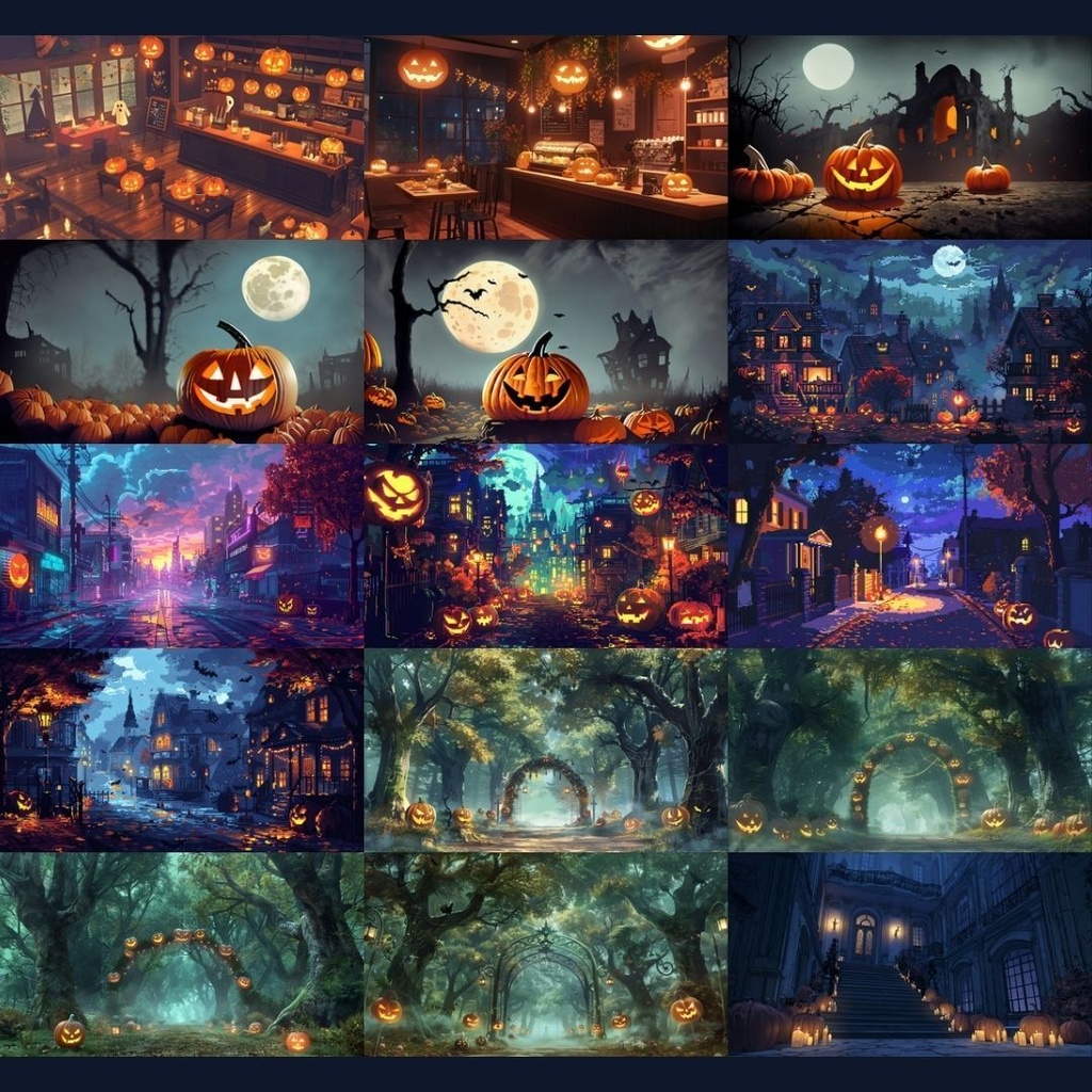 【1週間限定配布】ハロウィン無料背景素材87枚|街並み・城・部屋etc