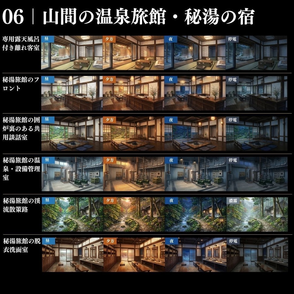 【背景素材】クローズドサークル・宿泊施設 800枚|差分あり ホテル・コテージ・ヴィラ・旅館・客船・列車 etc.(TRPG, マダミス, ココフォリア, ゲーム)