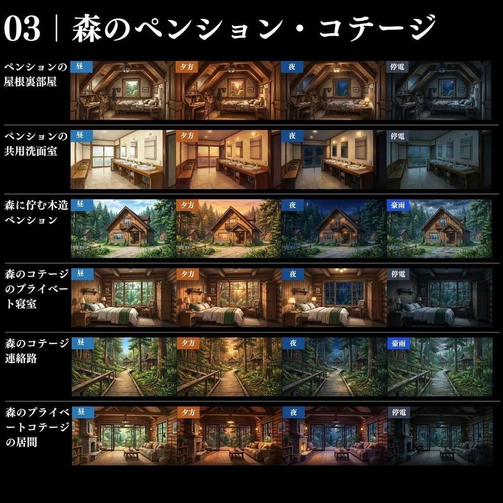 【背景素材】クローズドサークル・宿泊施設 800枚|差分あり ホテル・コテージ・ヴィラ・旅館・客船・列車 etc.(TRPG, マダミス, ココフォリア, ゲーム)