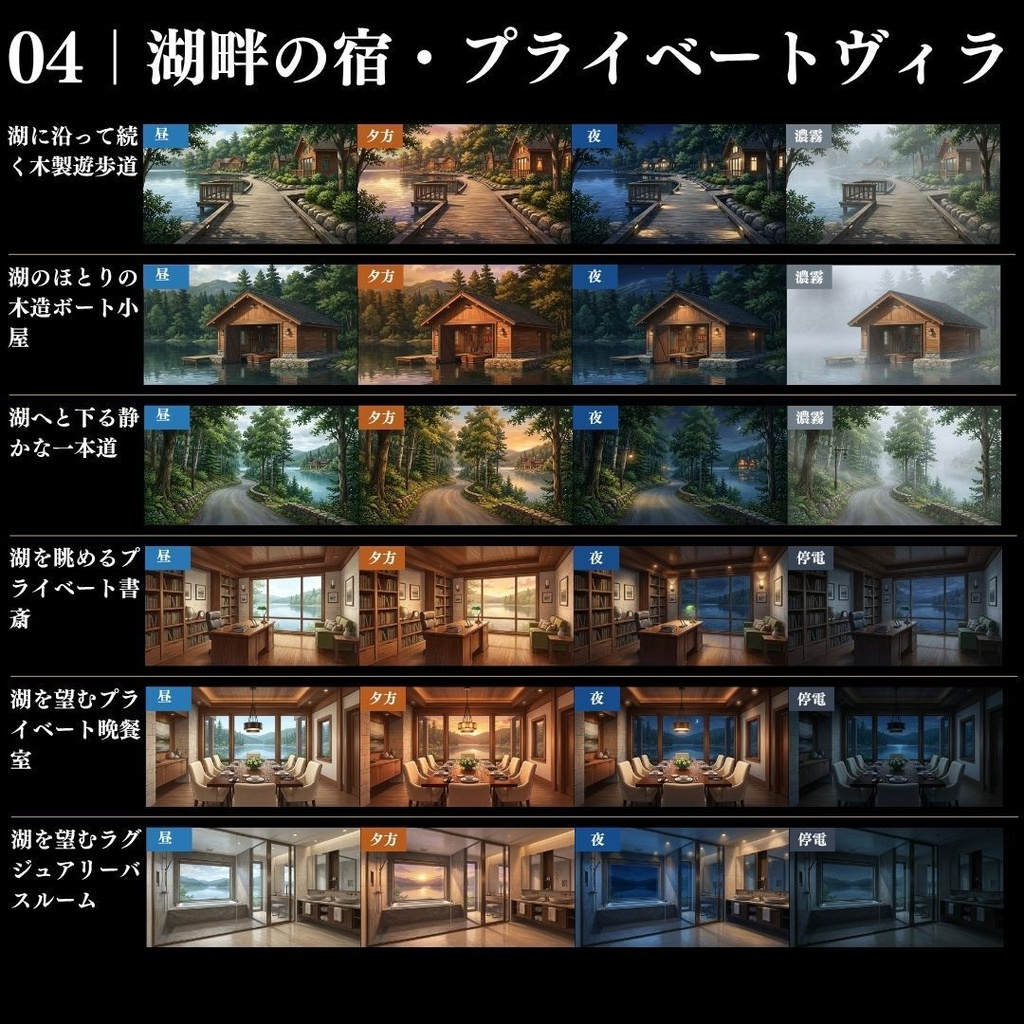 【背景素材】クローズドサークル・宿泊施設 800枚|差分あり ホテル・コテージ・ヴィラ・旅館・客船・列車 etc.(TRPG, マダミス, ココフォリア, ゲーム)