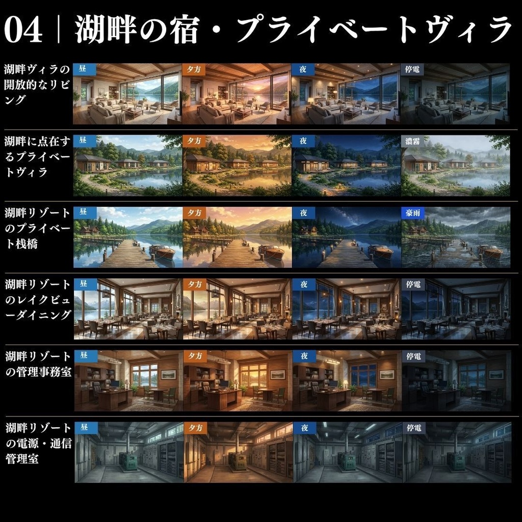 【背景素材】クローズドサークル・宿泊施設 800枚|差分あり ホテル・コテージ・ヴィラ・旅館・客船・列車 etc.(TRPG, マダミス, ココフォリア, ゲーム)