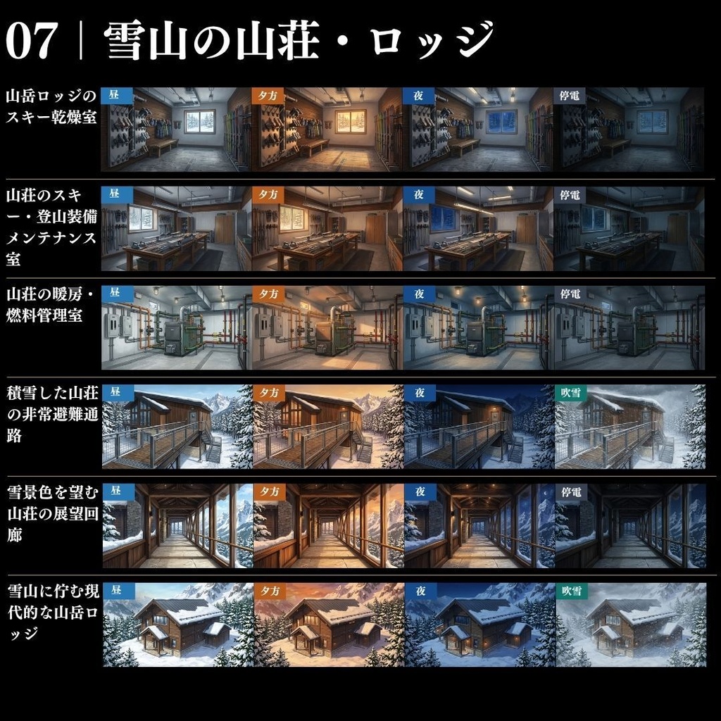 【背景素材】クローズドサークル・宿泊施設 800枚|差分あり ホテル・コテージ・ヴィラ・旅館・客船・列車 etc.(TRPG, マダミス, ココフォリア, ゲーム)