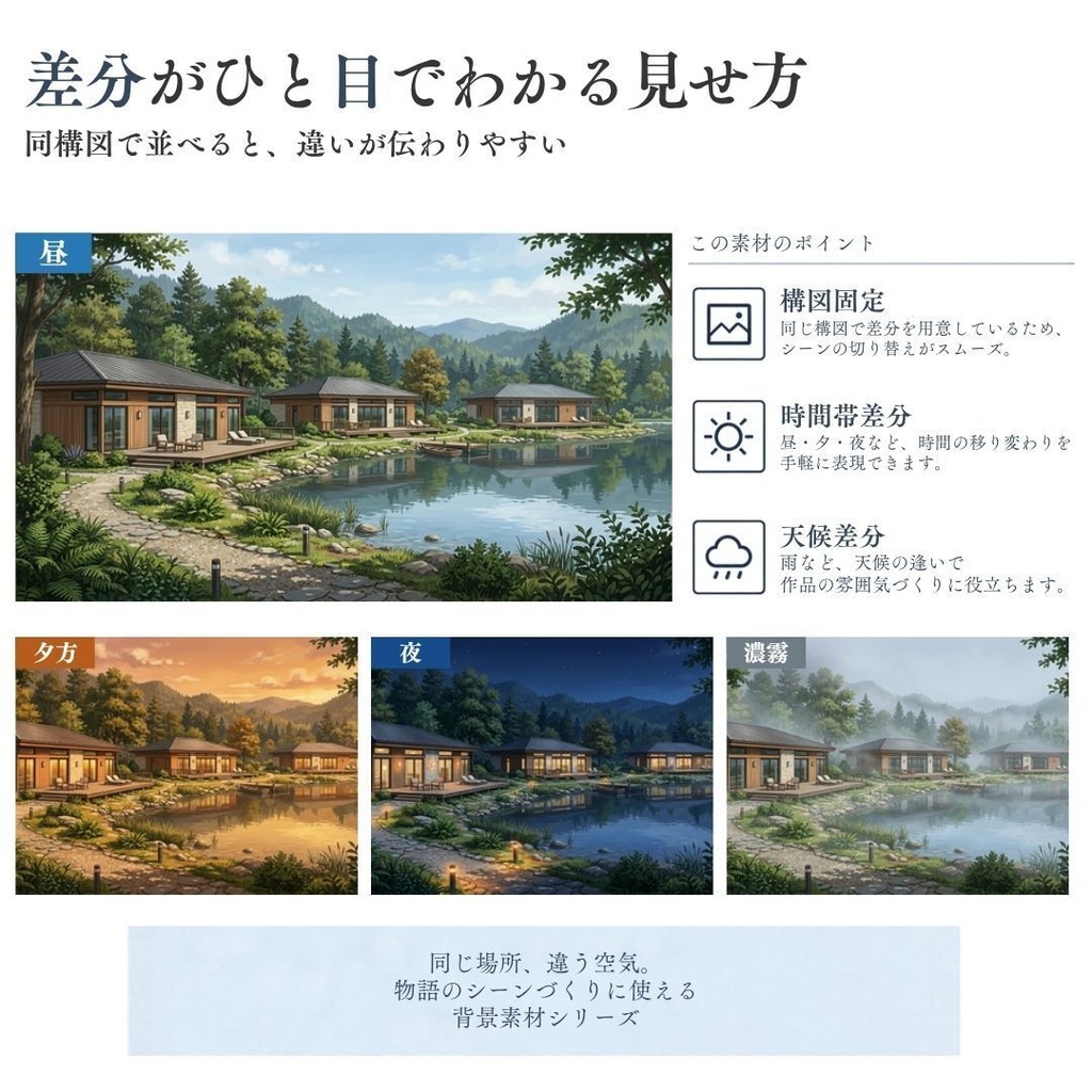 【背景素材】クローズドサークル・宿泊施設 800枚|差分あり ホテル・コテージ・ヴィラ・旅館・客船・列車 etc.(TRPG, マダミス, ココフォリア, ゲーム)