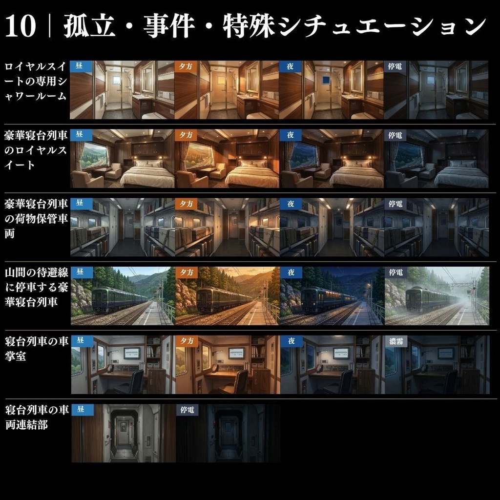 【背景素材】クローズドサークル・宿泊施設 800枚|差分あり ホテル・コテージ・ヴィラ・旅館・客船・列車 etc.(TRPG, マダミス, ココフォリア, ゲーム)