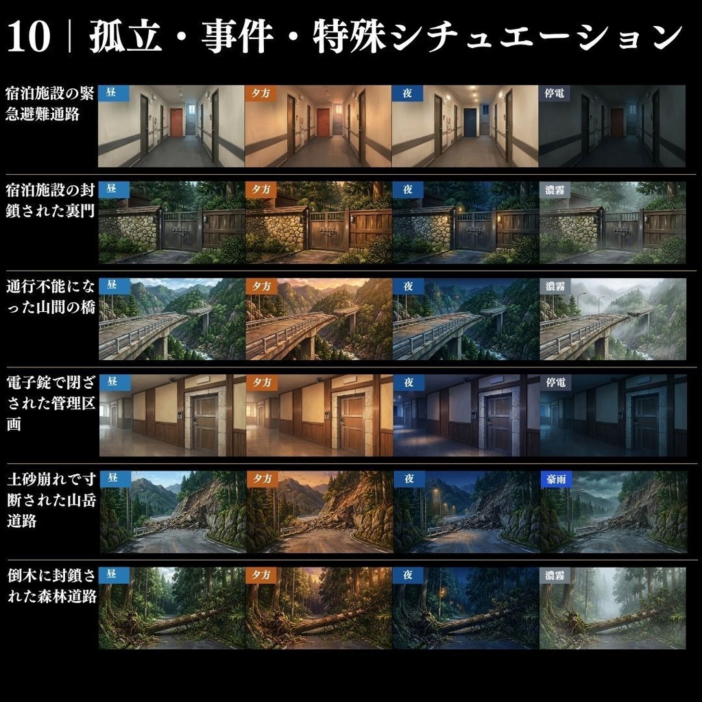 【背景素材】クローズドサークル・宿泊施設 800枚|差分あり ホテル・コテージ・ヴィラ・旅館・客船・列車 etc.(TRPG, マダミス, ココフォリア, ゲーム)