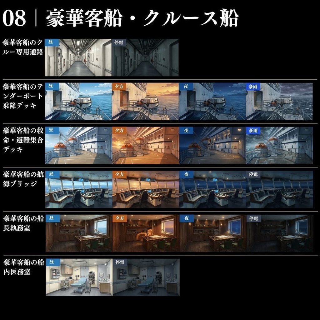 【背景素材】クローズドサークル・宿泊施設 800枚|差分あり ホテル・コテージ・ヴィラ・旅館・客船・列車 etc.(TRPG, マダミス, ココフォリア, ゲーム)