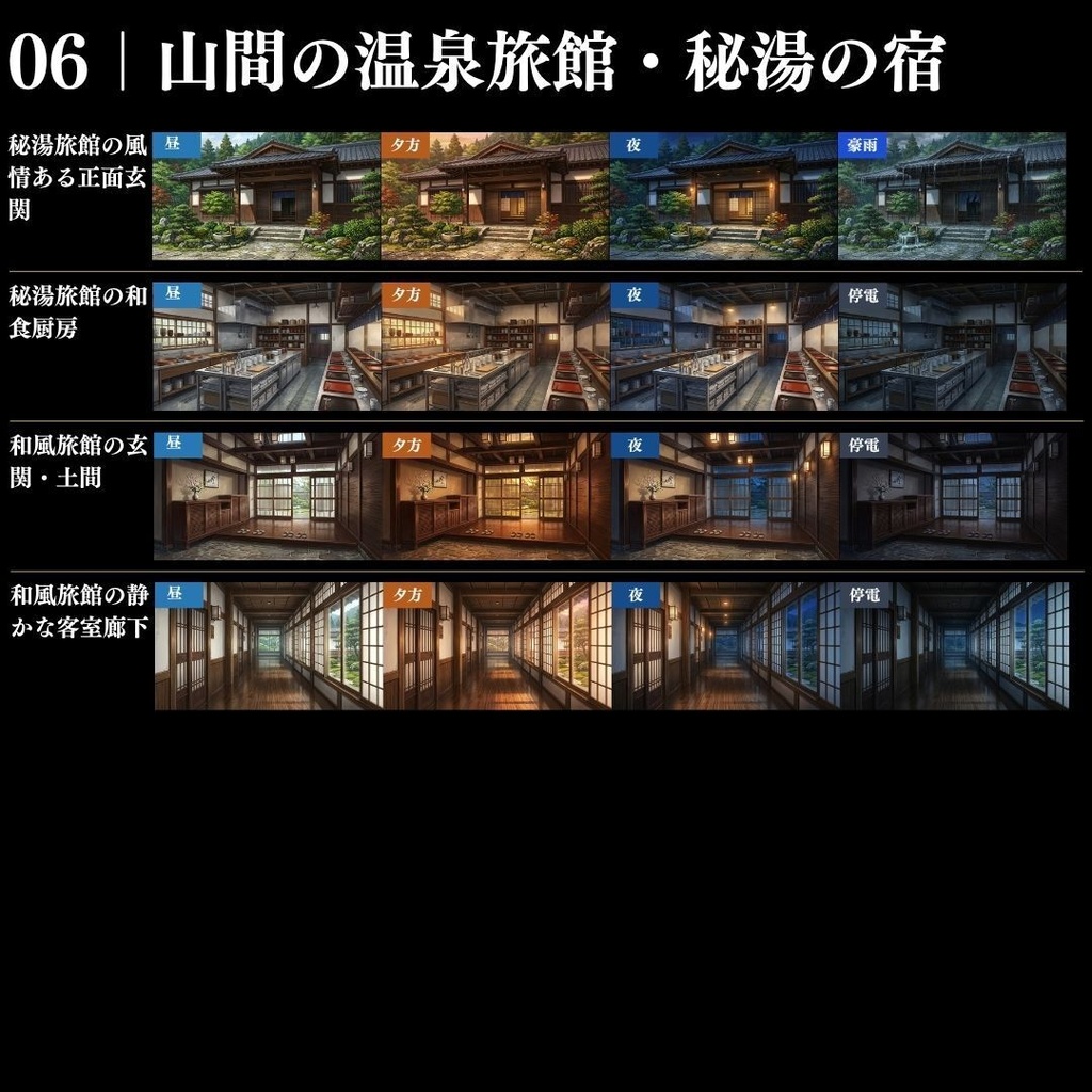 【背景素材】クローズドサークル・宿泊施設 800枚|差分あり ホテル・コテージ・ヴィラ・旅館・客船・列車 etc.(TRPG, マダミス, ココフォリア, ゲーム)