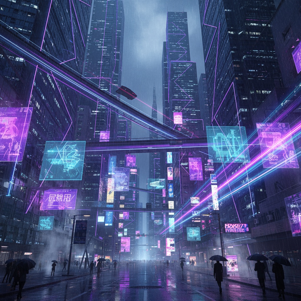 サイバーパンク都市 幻想的風景イラスト10枚セット