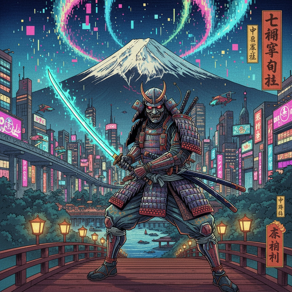 浮世絵サイバーパンク 和×未来融合イラスト10枚セット