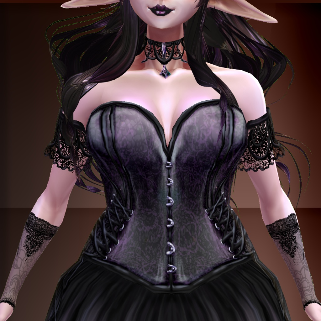 Goth outfit:dress&necklace+stockings&gloves+shoes+make up