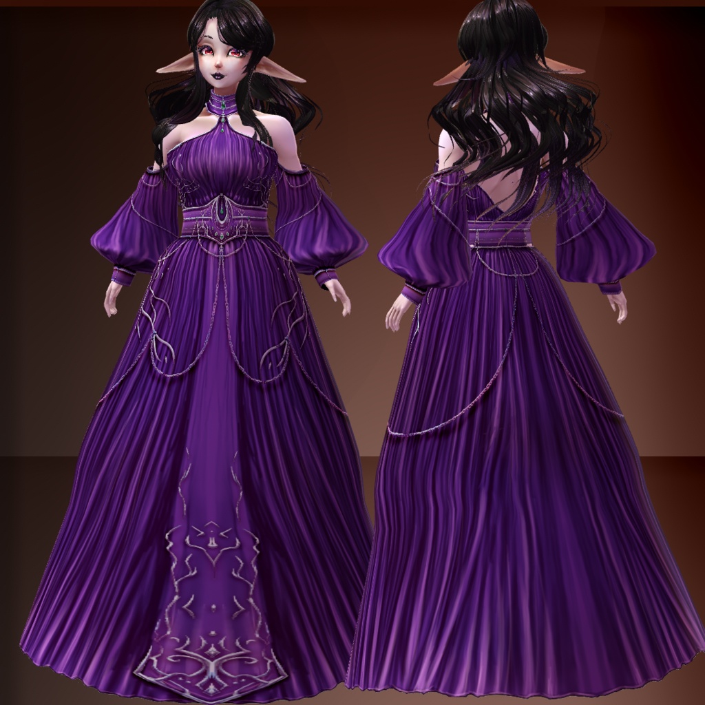 Noble mage dress,7 color schemes +customizable PSD file