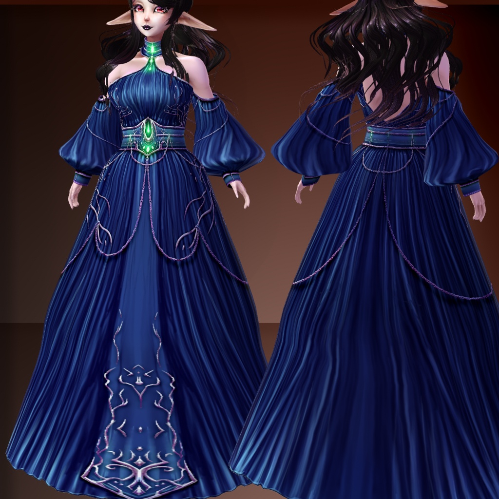 Noble mage dress,7 color schemes +customizable PSD file