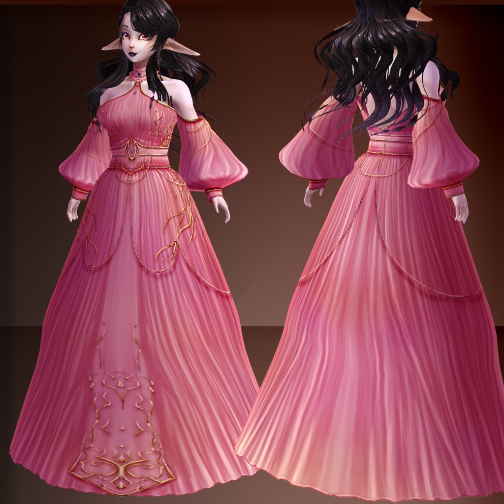 Noble mage dress,7 color schemes +customizable PSD file