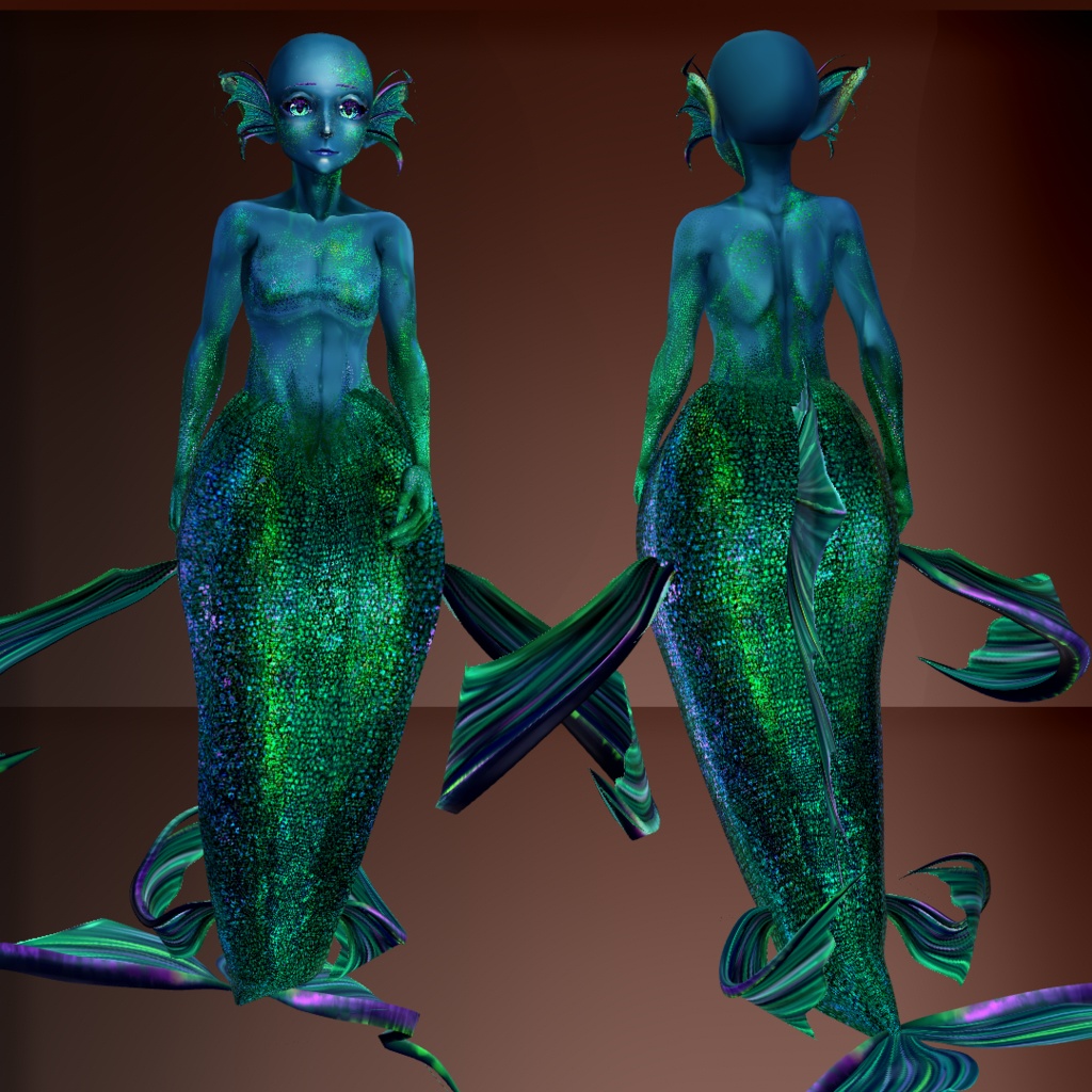 Vroid Iridescent mermaid skin pack+tail