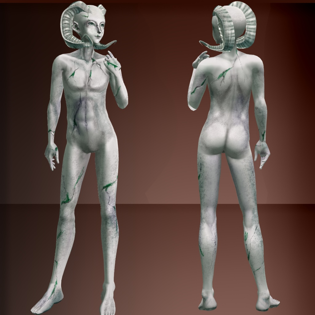 (for beta ver.)Vroid:Stone skin, wings & horns hair preset