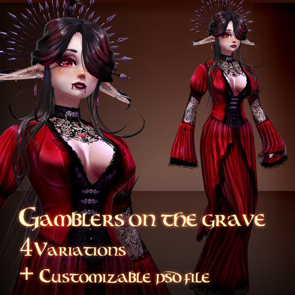 (VRoid stable)Gamblers on the grave: 4 variations +customizable psd file