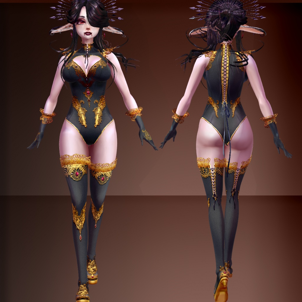 (VRoid stable) Hellish Lust Outfit, 11 colors + CustomizablePSD file