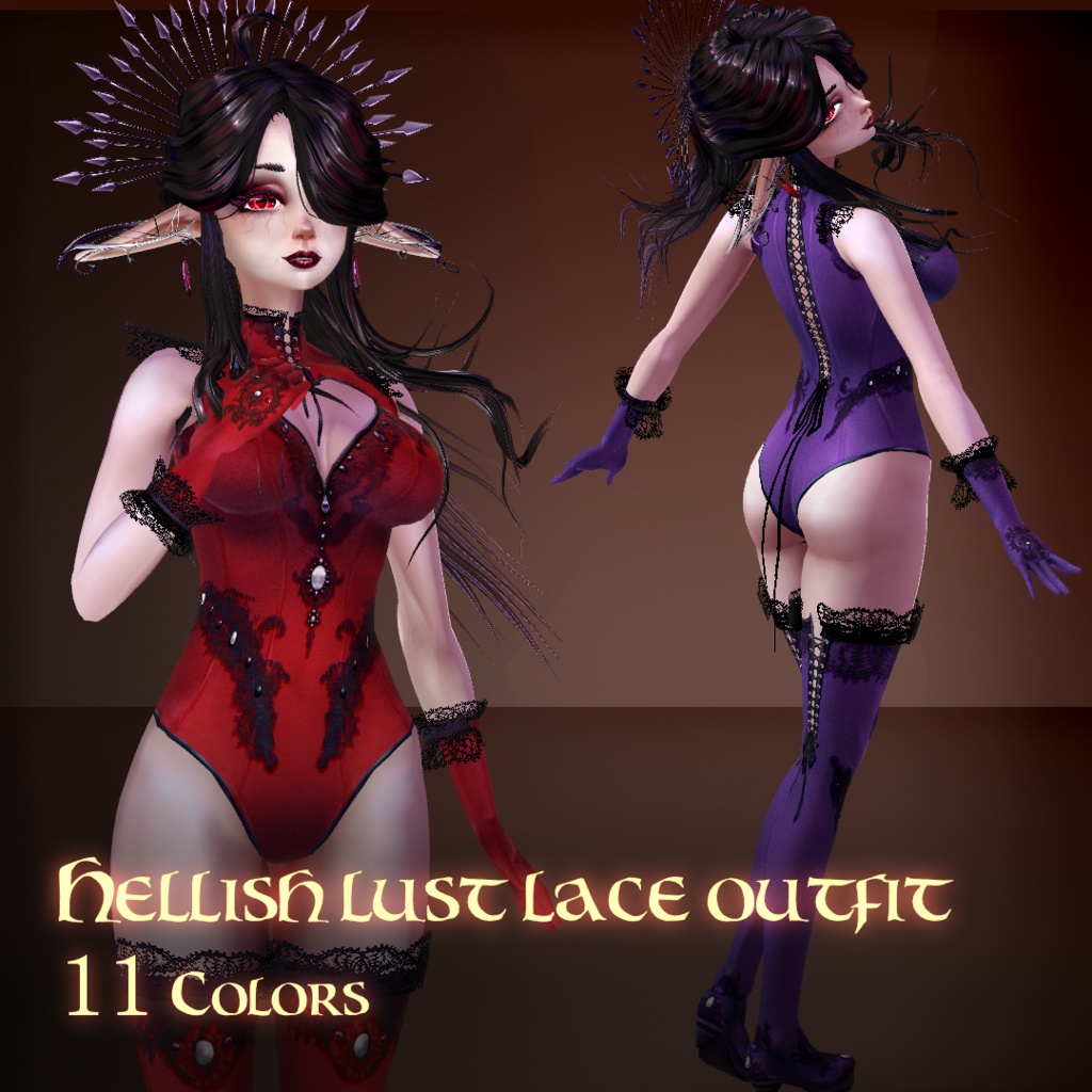 (VRoid stable) Hellish Lust Outfit, 11 colors + CustomizablePSD file