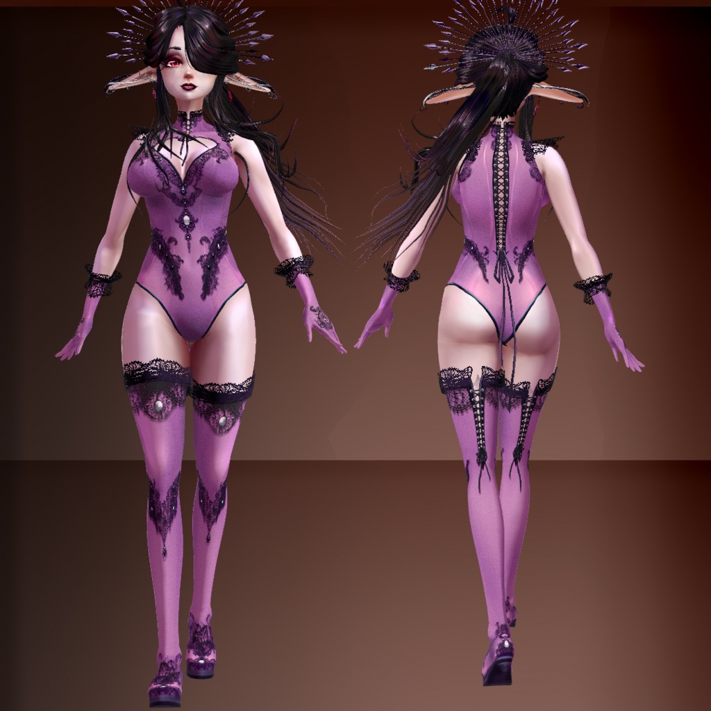 (VRoid stable) Hellish Lust Outfit, 11 colors + CustomizablePSD file