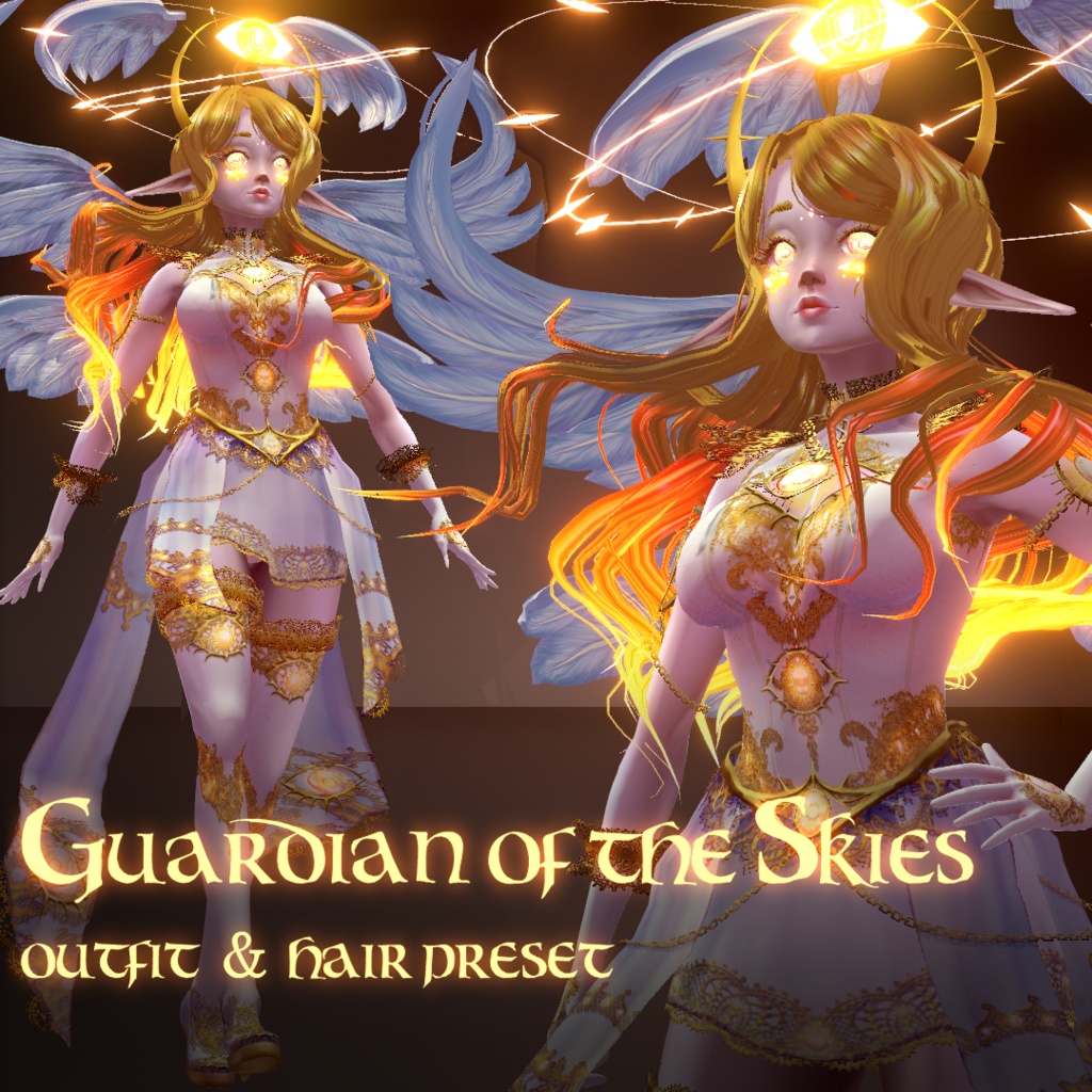 (VRoid Stable) Guardian of the skies, outfit+ wings preset