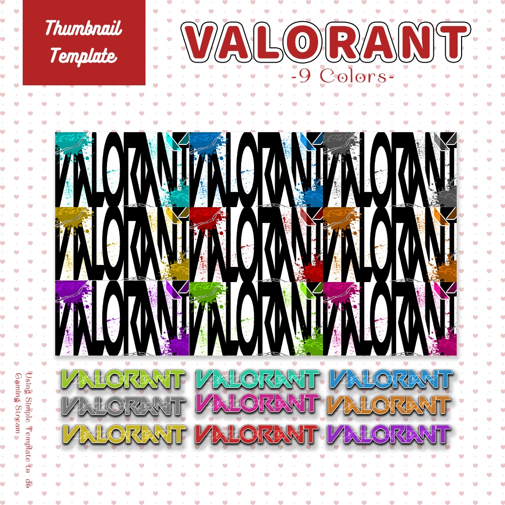【VALORANT配信】サムネイル素材|Vtuber配信画面|9色入|PNG|