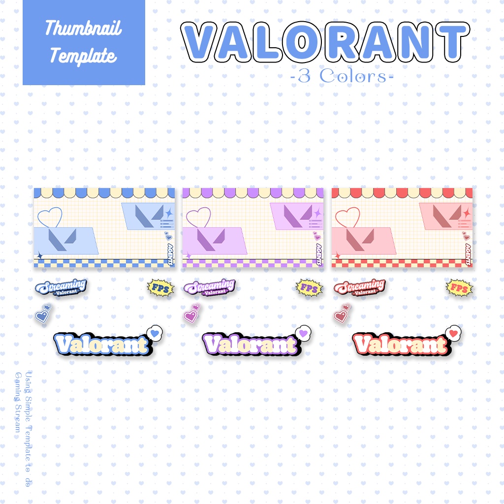 【VALORANT配信】サムネイル素材|Vtuber配信画面|9色入|PNG|