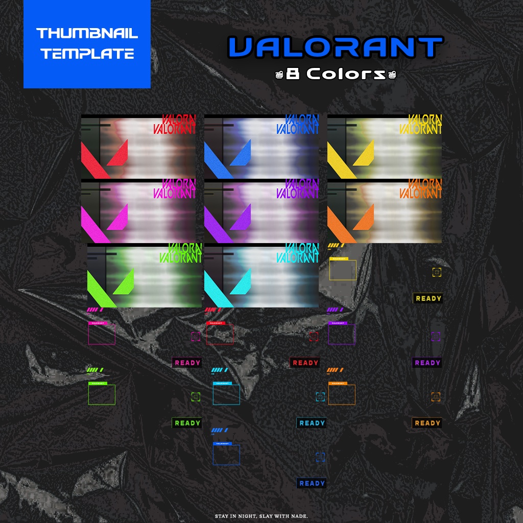 【VALORANT配信】サムネイル素材|Vtuber配信画面|8色入|PNG|