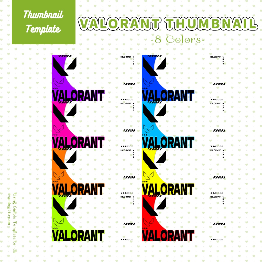 【VALORANT配信】サムネイル素材|Vtuber配信画面|8色入|PNG|