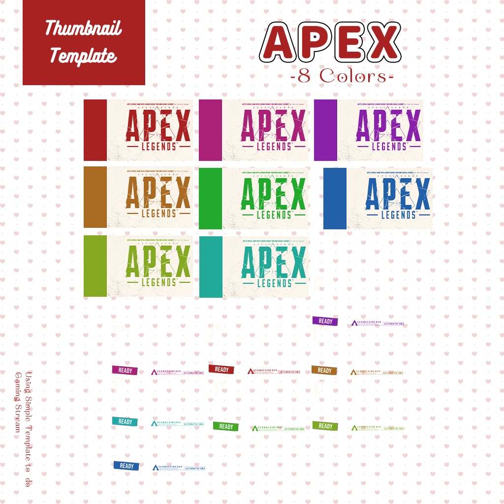 【APEX配信】サムネイル素材|Vtuber配信画面|8色入|PNG|