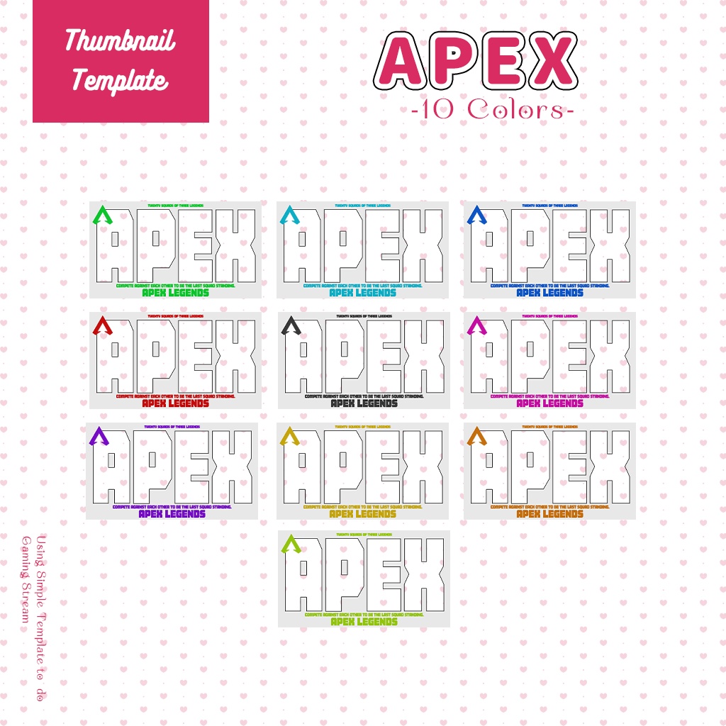 【APEX配信】サムネイル素材|Vtuber配信画面|10色入|PNG|