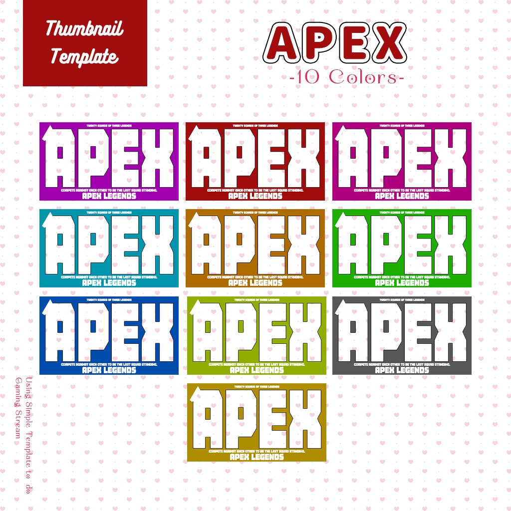 【APEX配信】サムネイル素材|Vtuber配信画面|10色入|PNG|