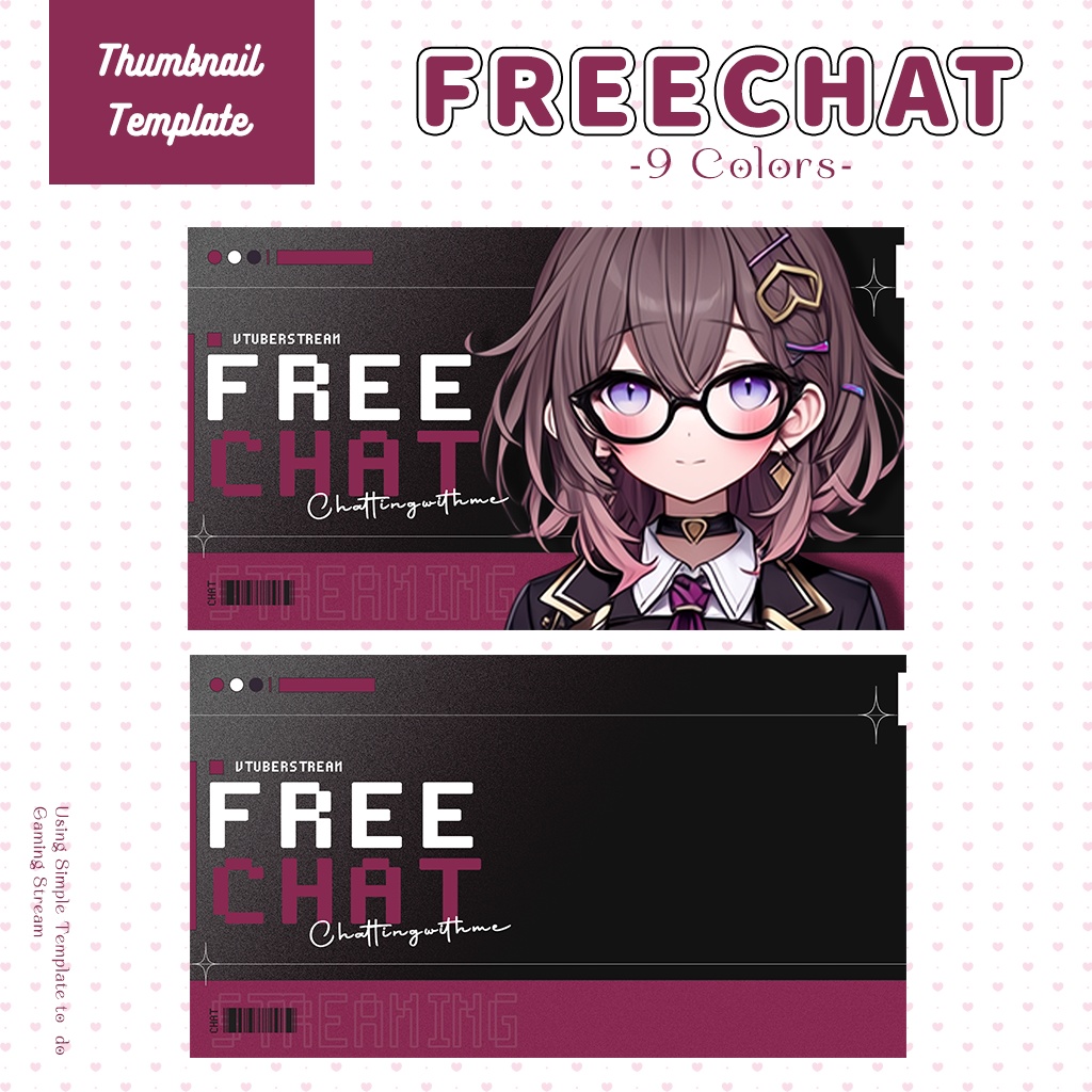 【雑談配信】サムネイル素材|Vtuber配信画面|9色入|PNG|