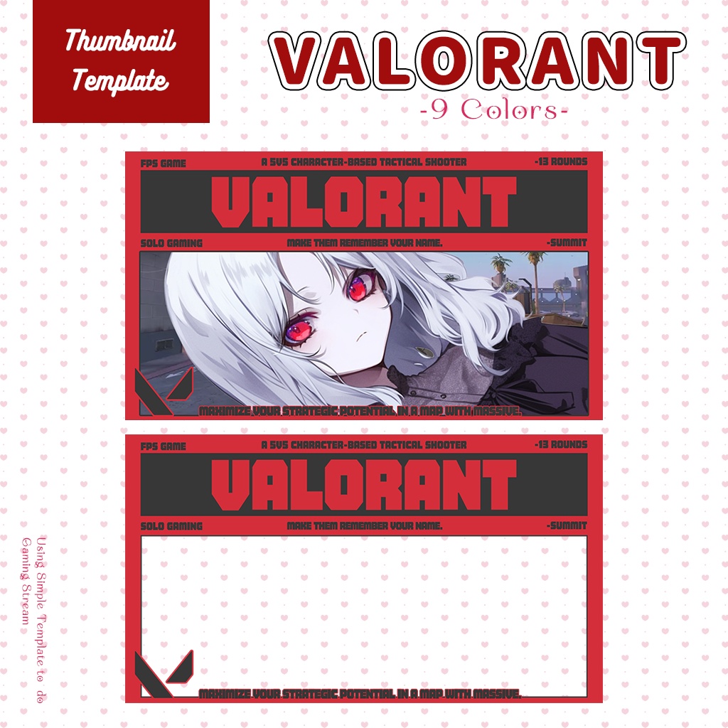 【VALORANT配信】サムネイル素材|Vtuber配信画面|9色入|PNG|