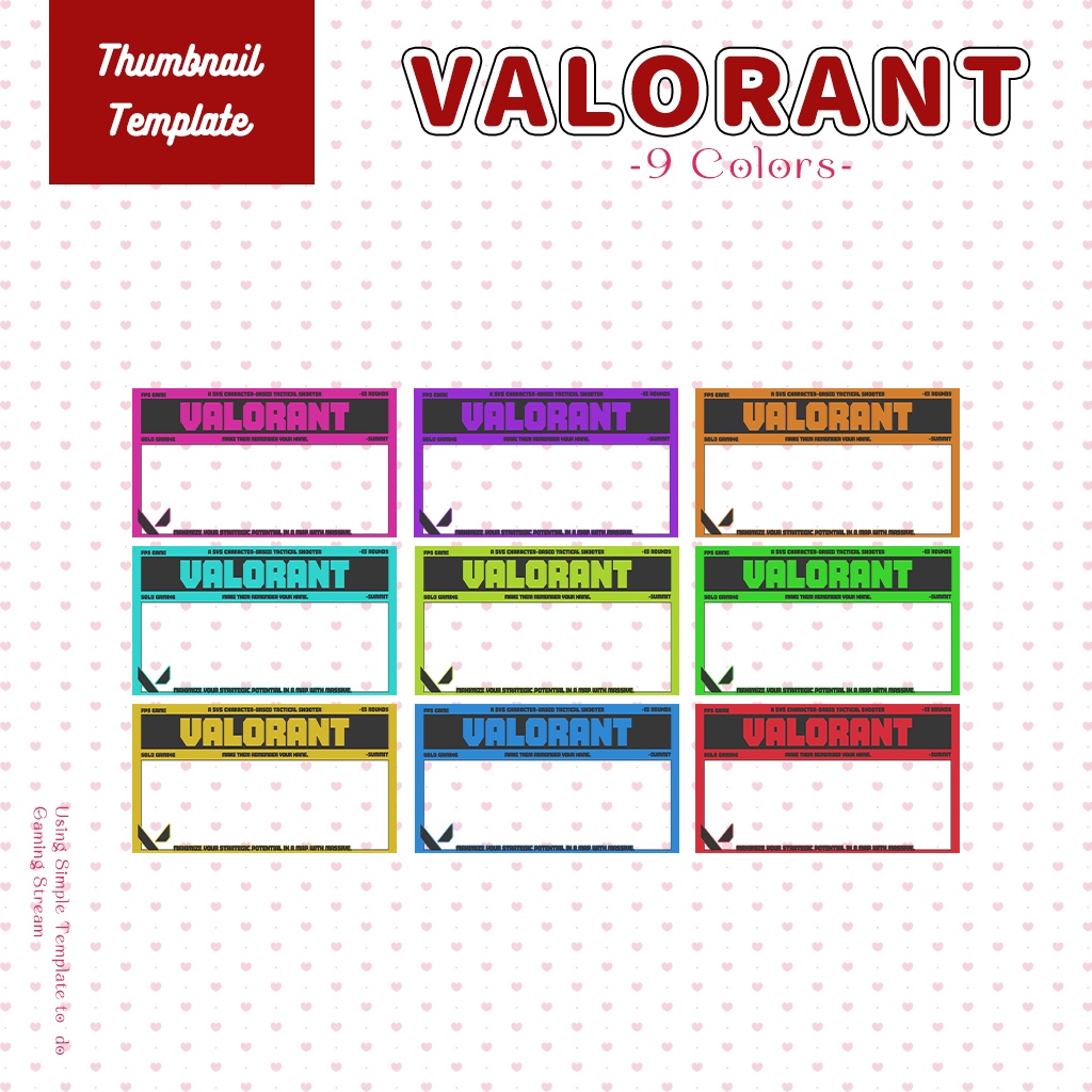 【VALORANT配信】サムネイル素材|Vtuber配信画面|9色入|PNG|
