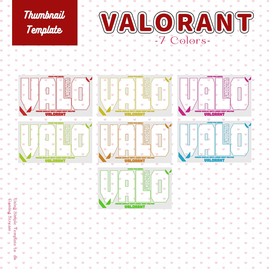 【VALORANT配信】サムネイル素材|Vtuber配信画面|7色入|PNG|