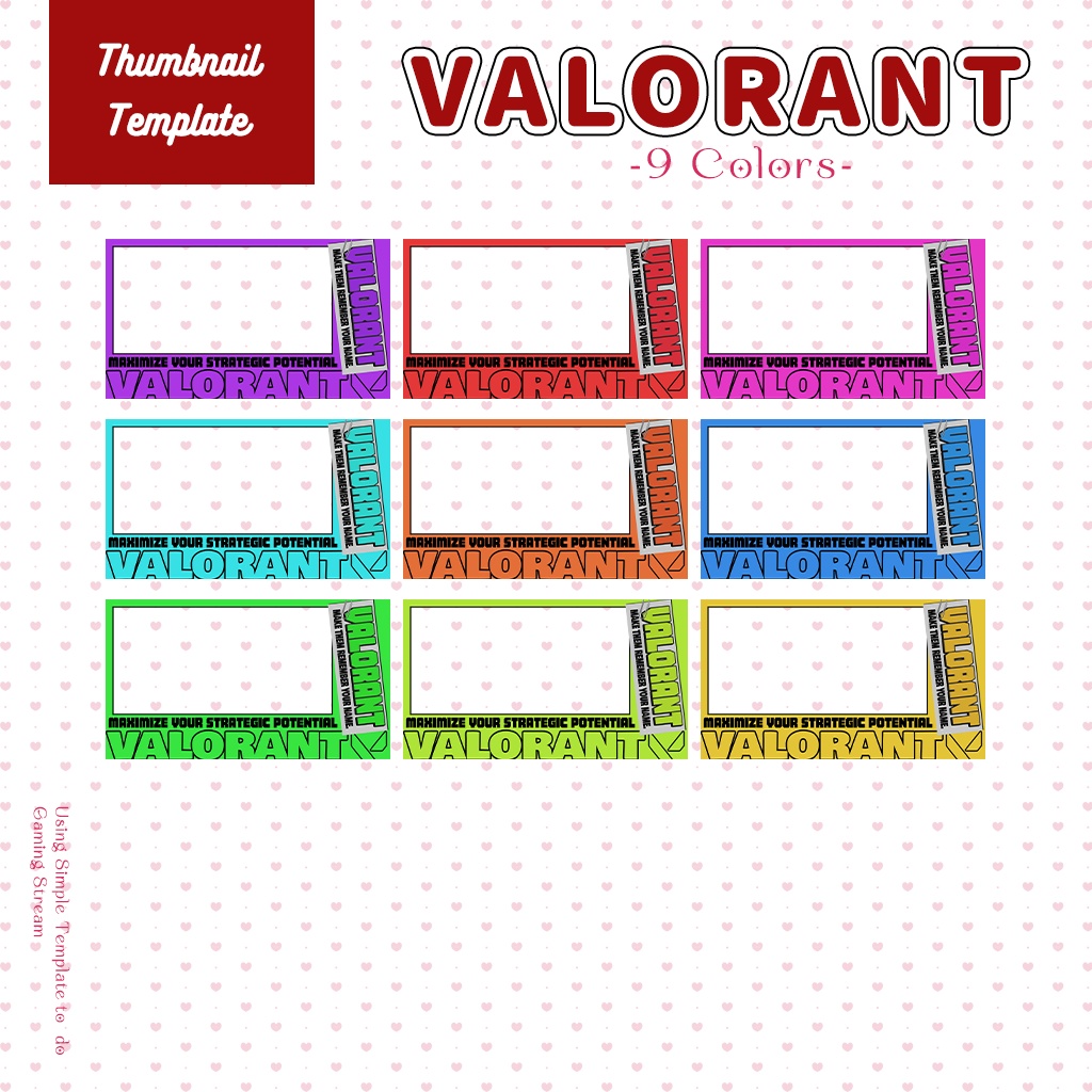 【VALORANT配信】サムネイル素材|Vtuber配信画面|9色入|PNG|