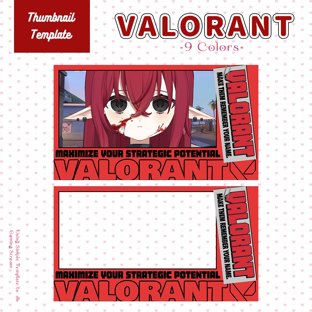 【VALORANT配信】サムネイル素材|Vtuber配信画面|9色入|PNG|