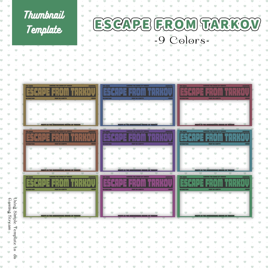 【Escape from Tarkov】サムネイル素材|Vtuber配信画面|9色入|PNG