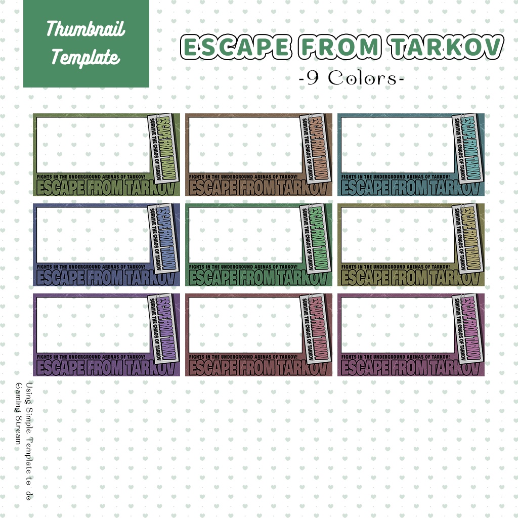 【Escape from Tarkov】サムネイル素材|Vtuber配信画面|9色入|PNG