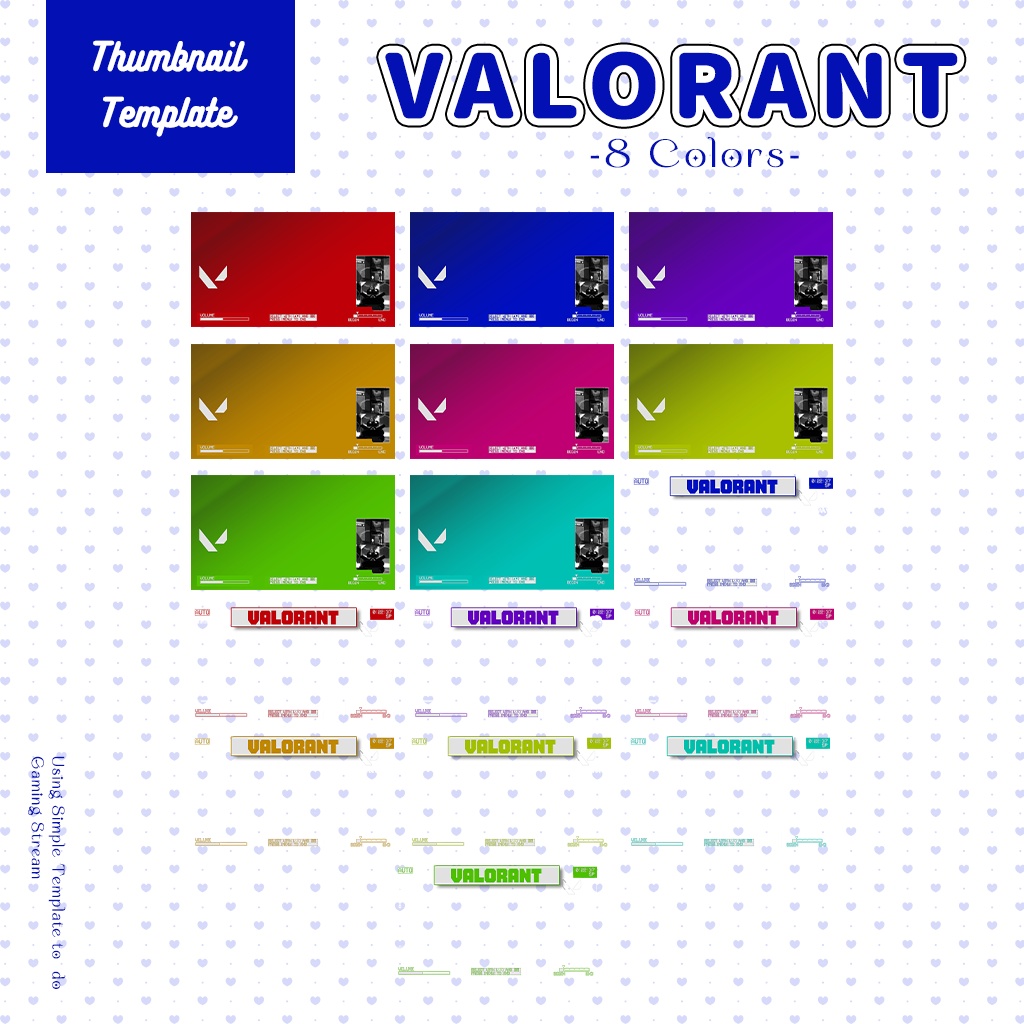 【VALORANT配信】サムネイル素材|Vtuber配信画面|8色入|PNG|