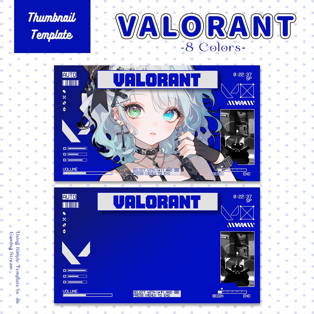 【VALORANT配信】サムネイル素材|Vtuber配信画面|8色入|PNG|