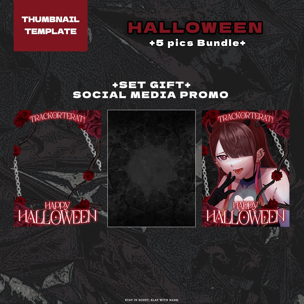 【ハロウィン配信】サムネイル素材|VTuber雑談・ASMR・メン限・ゲーム5種+SNS HALLOWEEN【PNG/RED】
