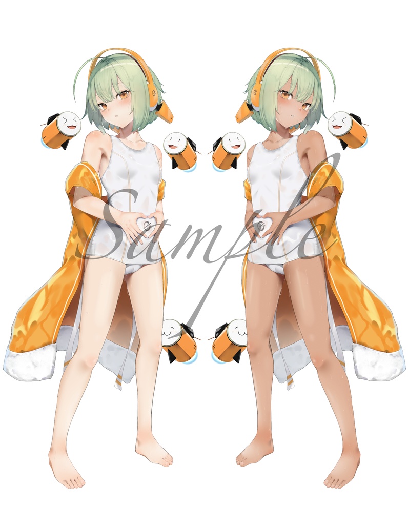 【セット品】スカイフェザーのアクリルスタンド 白スク水＆日焼け
