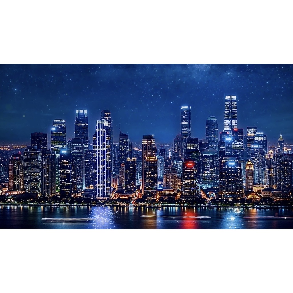 リバーサイドの夜景動画素材