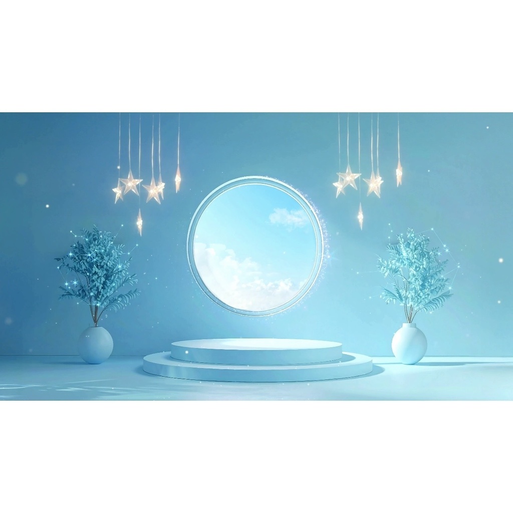 水色のポップな部屋動画素材