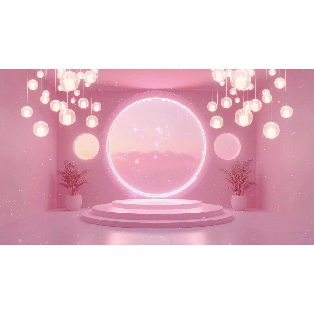 ピンクの丸窓の部屋動画素材