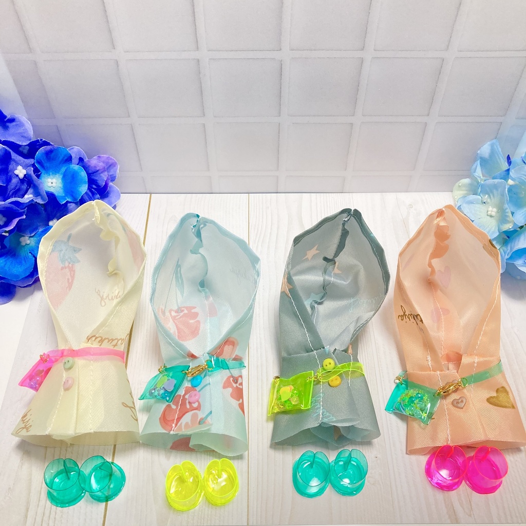 レインコートコーデ 10cmぬいぐるみ服 3点セット